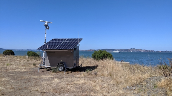 M2 monitoring station on grassy bluff overlooking SF Bay